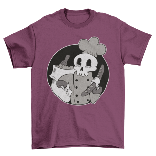 Skeleton baker retro cartoon t-shirt
