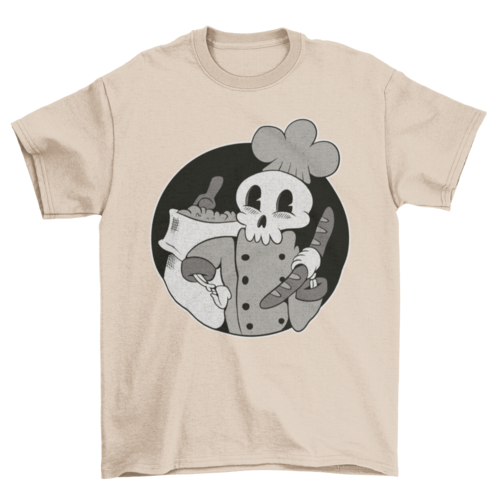 Skeleton baker retro cartoon t-shirt